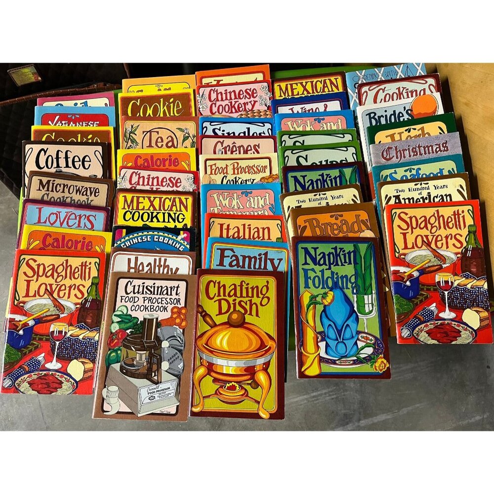 Vintage 1970's Lot Of 43 Recipe Books Irena Chalmers, Drawings by B. Penny